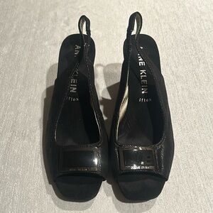 Anne Klein Sling Back Open Toe Buckle Heels